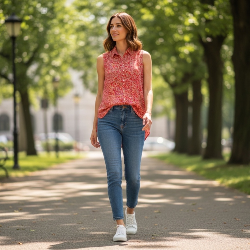 CAbi 3270 Heartbreaker Top Sleeveless Hi/Low Hem Red XL